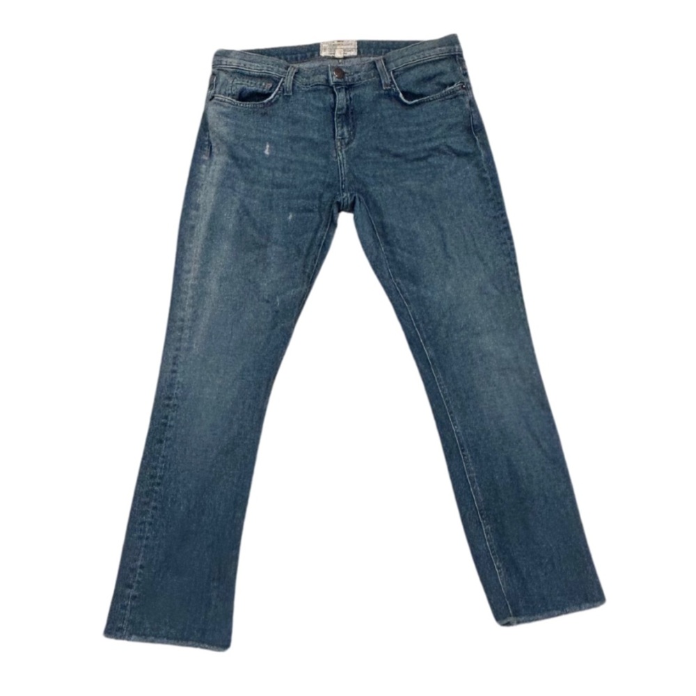 Current/Elliott The Cropped Straight Jeans | Sawyer Wash with Raw Hem | Size 28